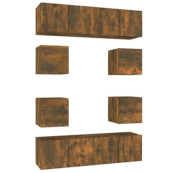 furnicato TV-Schrank 8-tlg. TV-Schrank-Set Räuchereiche Holzwerkstoff (1-St günstig online kaufen