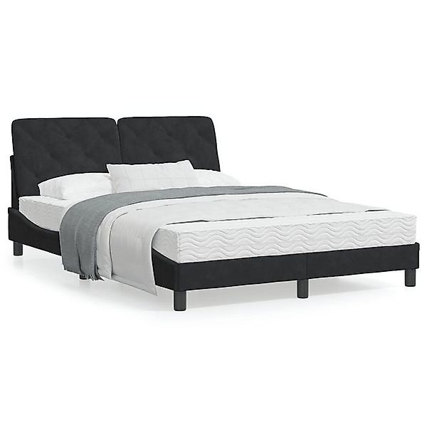 vidaXL Bettgestell Bett mit Matratze Schwarz 140x200 cm Samt Bettgestell günstig online kaufen