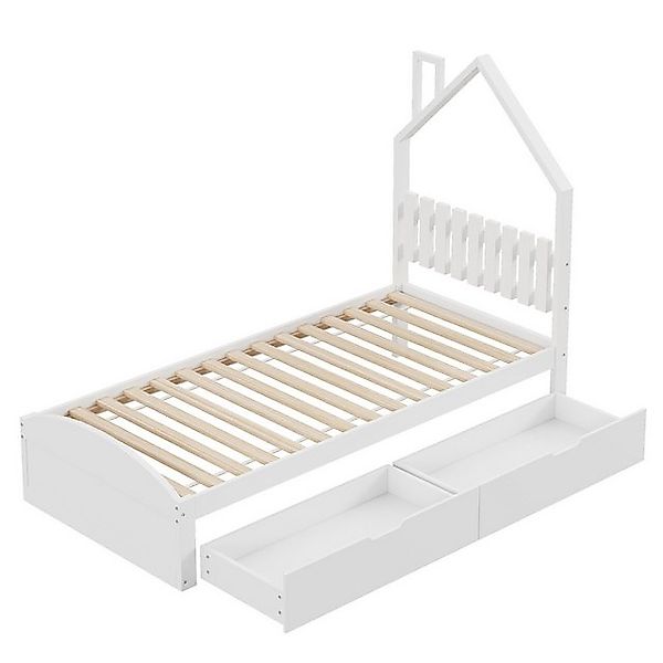 Gotagee Kinderbett Holzbett 90x200cm Einzelbett Hausbett einfach Gästebett günstig online kaufen