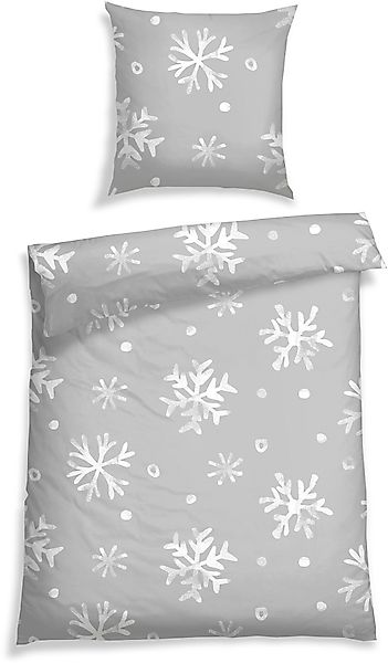 Schiesser Bettwäsche »Skadi aus weicher Baumwolle mit weißen Schneeflocken« günstig online kaufen