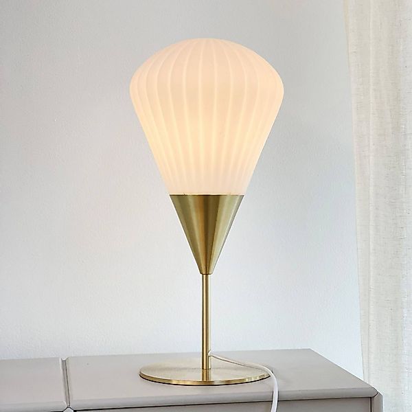 Dyberg Larsen Tischlampe Ballon, weiß/messingfarben, 46 cm günstig online kaufen