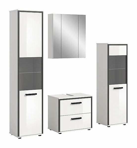 welltime Badmöbel-Set "KAJO, 4-tlg. Badkombination, weiß hochglanz" Set, Se günstig online kaufen