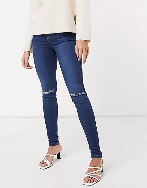 Dr Denim – Plenty – Enge Jeans mit Rissen am Knie in Blau günstig online kaufen