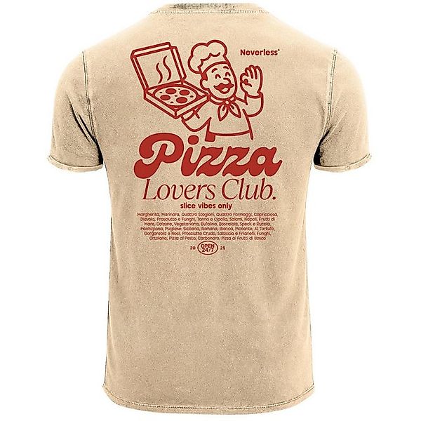 Neverless Print-Shirt Herren Vintage T-Shirt Backprint Pizza Printshirt Gra günstig online kaufen