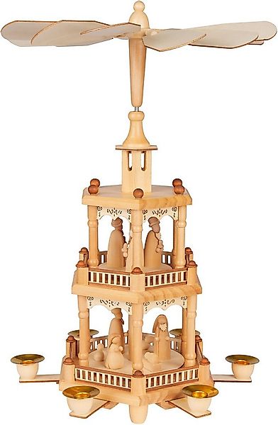 BRUBAKER Weihnachtspyramide 43 cm große Holzpyramide für Weihnachten - dreh günstig online kaufen