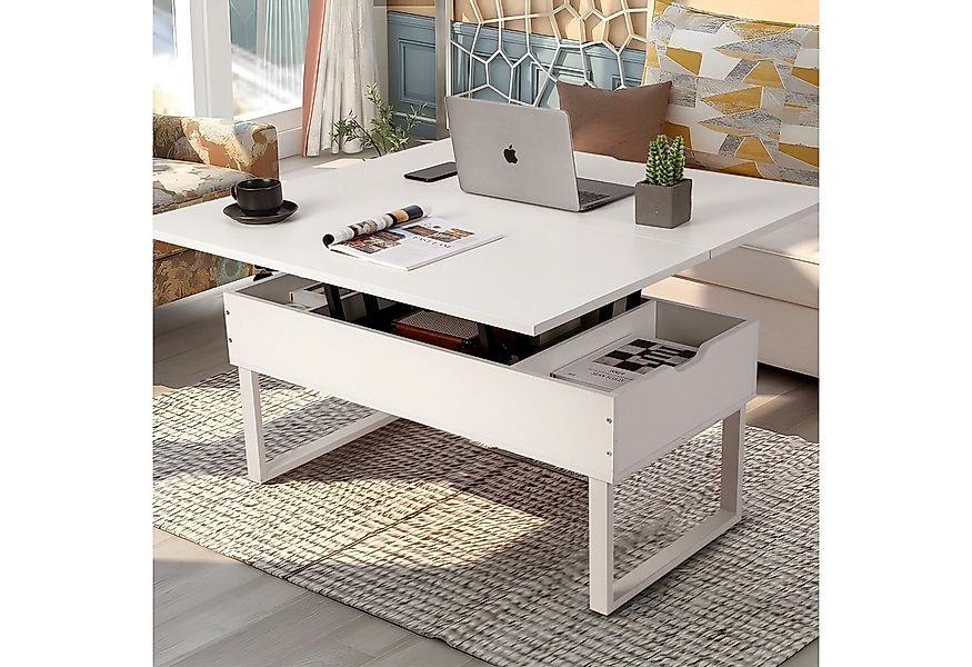 VOWNER Couchtisch Höhenverstellbarer, 3-in-1 Mehrzweck-Wohnzimmertisch, Wei günstig online kaufen