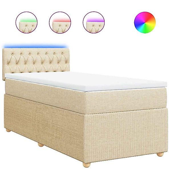 vidaXL Boxspringbett mit Matratze Creme 100x200 cm Stoff 3289679 günstig online kaufen