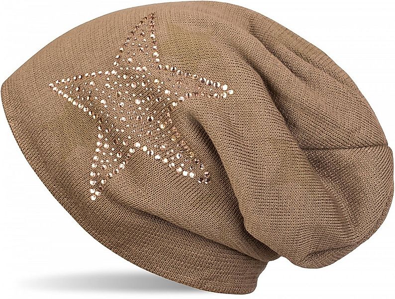 styleBREAKER Strickmütze Feinstrick Beanie mit Strass Stern (1-St) günstig online kaufen