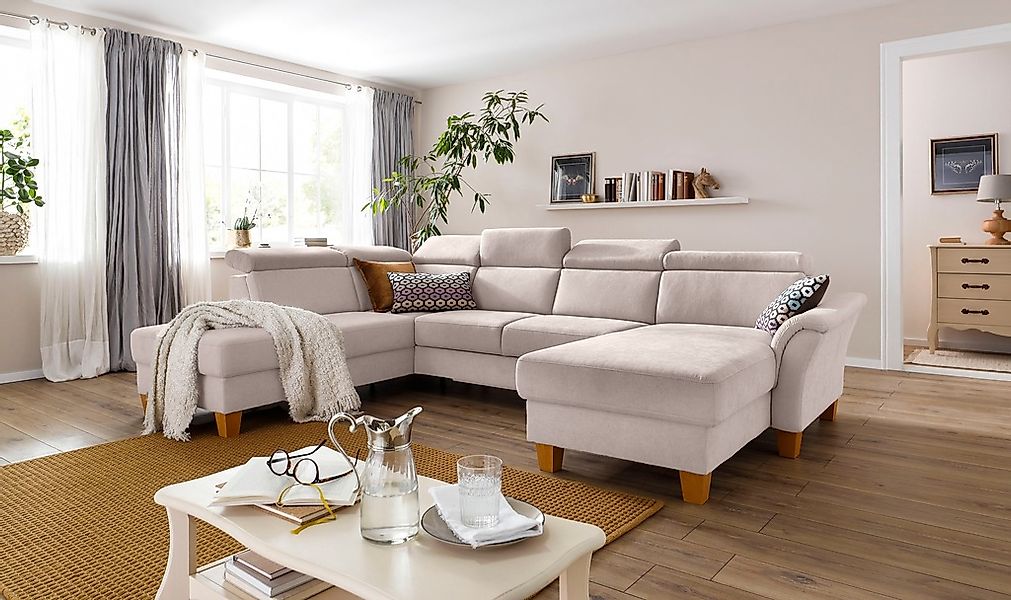 Home affaire Wohnlandschaft »Conville U-Form« Kopfteilverstellung wahlweise günstig online kaufen