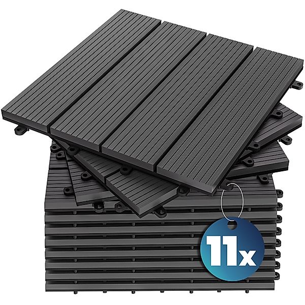 WPC Fliesen 11er-Set Klassik Anthrazit - 30x30cm günstig online kaufen