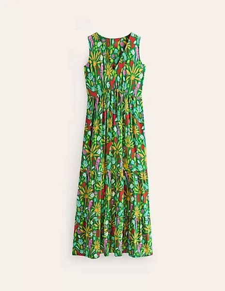 Sylvia Maxi-Stufenkleid aus Jersey Damen Boden, Grün, Tropisches Paradies günstig online kaufen