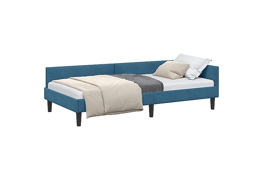 vidaXL Bett Eckbettgestell Blau 80 cm x 200 cm SamtundSperrholz (1-tlg) günstig online kaufen
