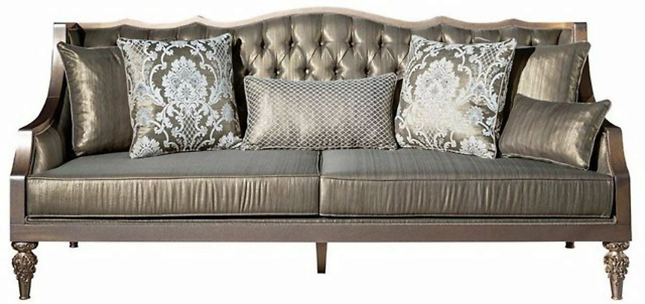 Casa Padrino Sofa Luxus Barock Sofa Grün / Silber / Kupfer / Gold 210 x 86 günstig online kaufen