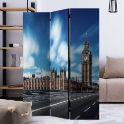 Leinwand Raumtrenner in Blau und Grau LONDON Ansicht günstig online kaufen