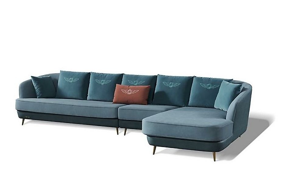 JVmoebel Ecksofa Couch Wohnlandschaft Garnitur Sofa Eckgarnitur Stoff Blau, günstig online kaufen
