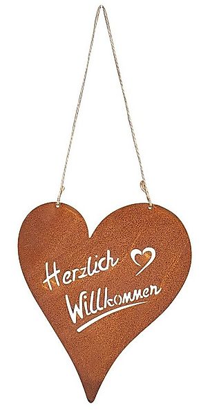 Levandeo® Dekoobjekt, Schild Willkommen Herz 18x20cm Garten-Deko Türschild günstig online kaufen