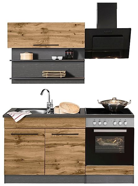 KOCHSTATION Küchenzeile »KS-Tulsa«, Breite 160 cm, schwarze Metallgriffe, h günstig online kaufen