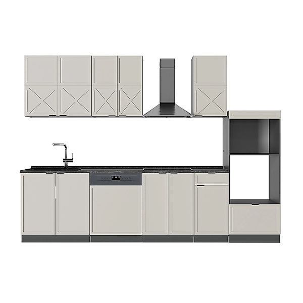 Vicco Fame-Line Küchenzeile GrauBeige/Anthrazit 300 cm mit HochschrankAP An günstig online kaufen