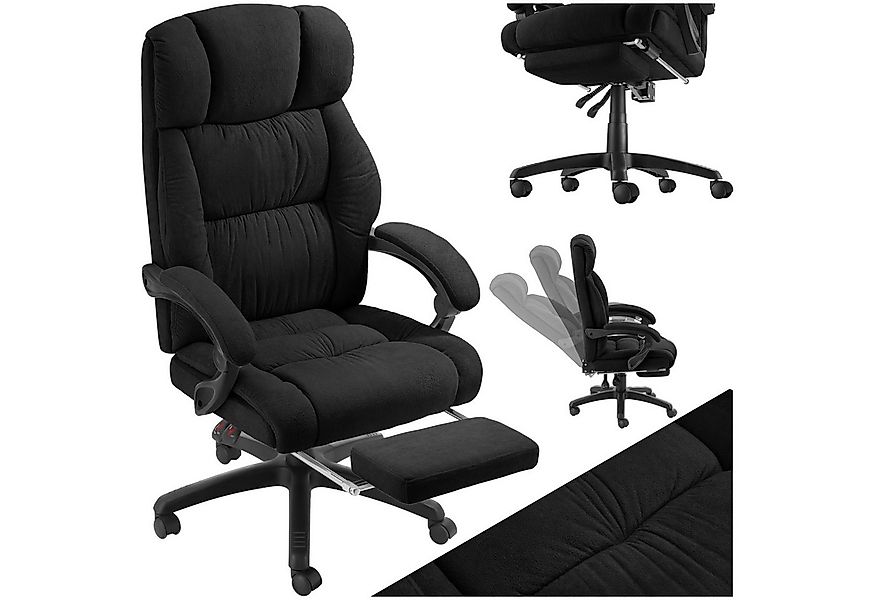 tectake Chefsessel Bürostuhl Jillien mit Fußstütze und Velours, Belastbarke günstig online kaufen