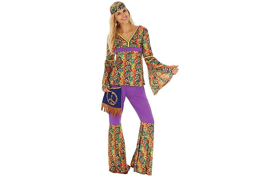 dressforfun Hippie-Kostüm Frauenkostüm Hippie, Oberteil und Hose aus Elasti günstig online kaufen