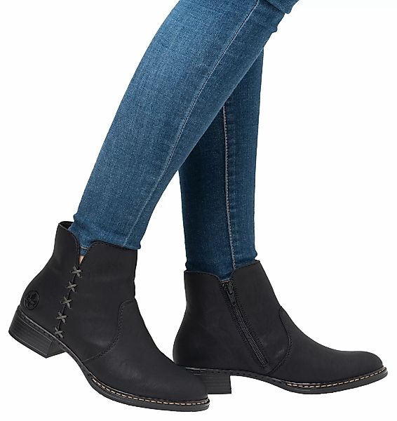 Rieker Stiefelette, Reißverschluss-Stiefelette, Ankelboots mit Blockabsatz günstig online kaufen