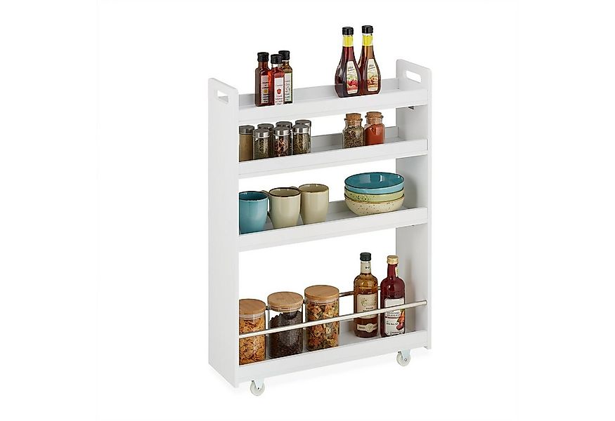 relaxdays Regalwagen Nischenwagen mit 4 Ablagen günstig online kaufen