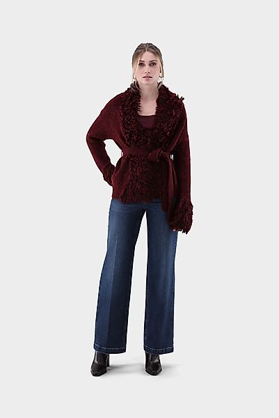 Strickjacke mit Fransen und Bindegürtel günstig online kaufen