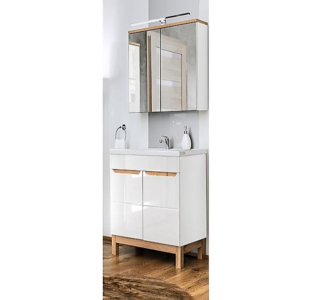 Lomadox Badmöbel-Set SOLNA-56, (Spar-Set, 4-St), weiß 60/200/46 cm günstig online kaufen