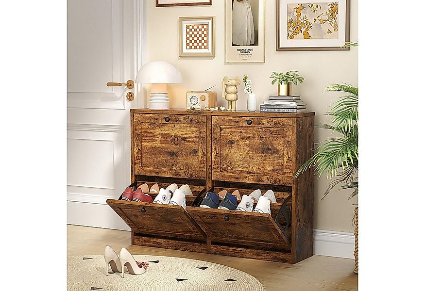 VOWNER Schuhschrank schmaler Schuhregal, Schuhkipper, mit 4 Klappenfächern, günstig online kaufen