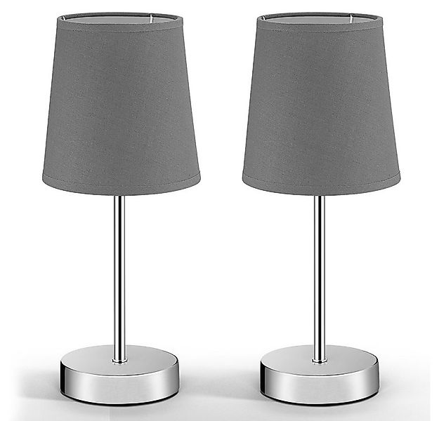 monzana Tischleuchte, Tischlampe, 2er Set 32 cm Stoffschirm E14 Chrom Metal günstig online kaufen