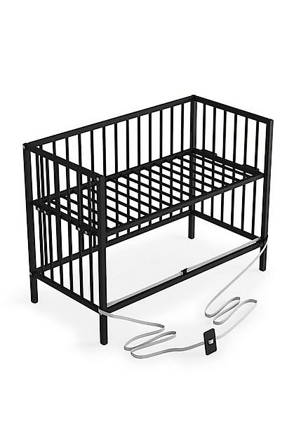 Sämann Beistellbett Beistellbett 60x120 cm mit Umbauseite & Rollen - BLACK günstig online kaufen