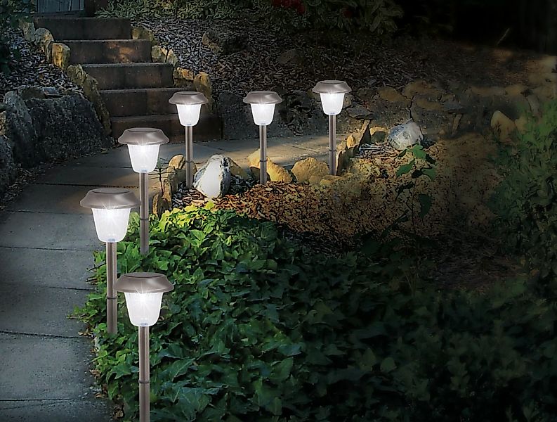 näve LED Gartenleuchte, 6er-Set LED Außenleuchte mit Erdspieß günstig online kaufen