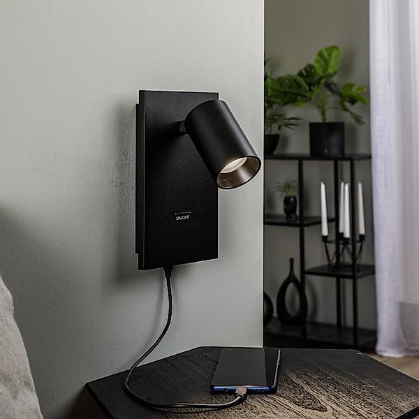 Arcchio Strahler Brinja, schwarz, Metall, USB-C, Schalter günstig online kaufen