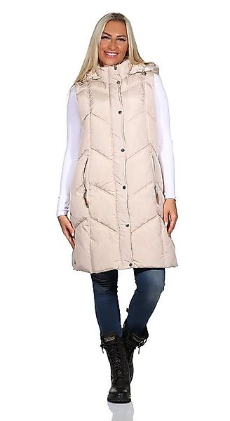 Aurela Damenmode Steppweste Damen Longweste mit moderner Steppung abnehmbar günstig online kaufen