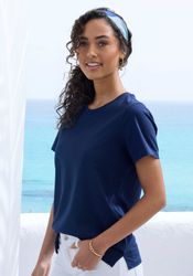 Beachtime T-Shirt "mit modischem Schlitz am Saum" aus hochwertiger Baumwoll günstig online kaufen