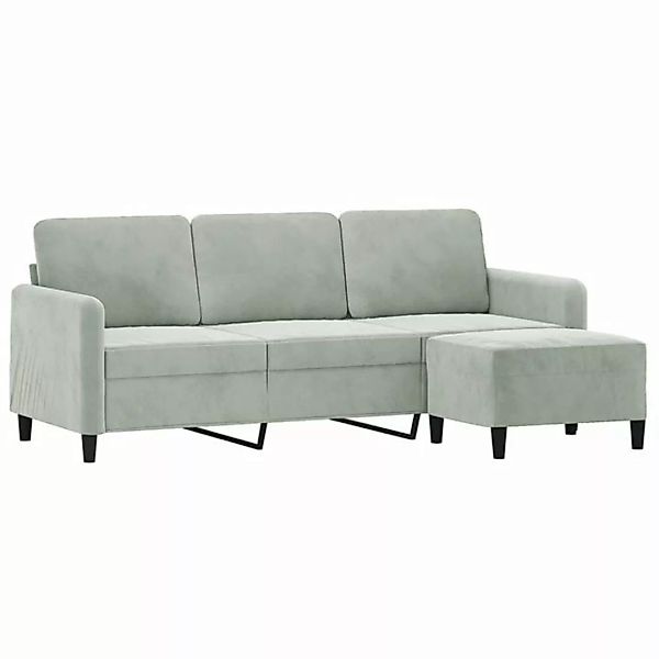 vidaXL Sofa 3-Sitzer-Sofa mit Hocker Hellgrau 180 cm Samt günstig online kaufen