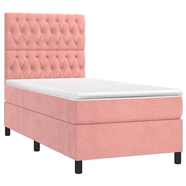 vidaXL Boxspringbett mit Matratze & LED Rosa 90x190 cm Samt 3136280 günstig online kaufen