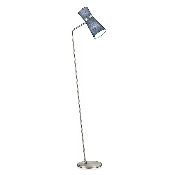 Stehlampe Yuna-S mattnickel, Schirm blau beweglich günstig online kaufen