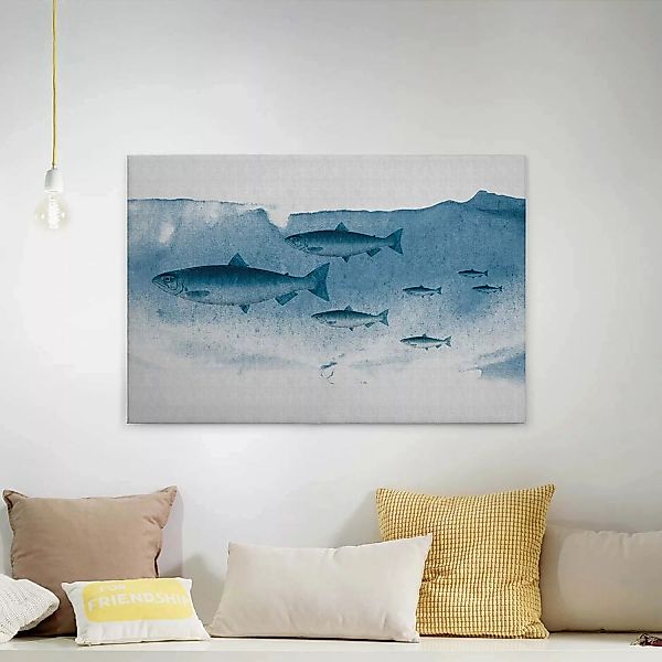 Bricoflor Unterwasser Bild Auf Leinwand Blaues Wandbild Mit Fischen Für Bad günstig online kaufen