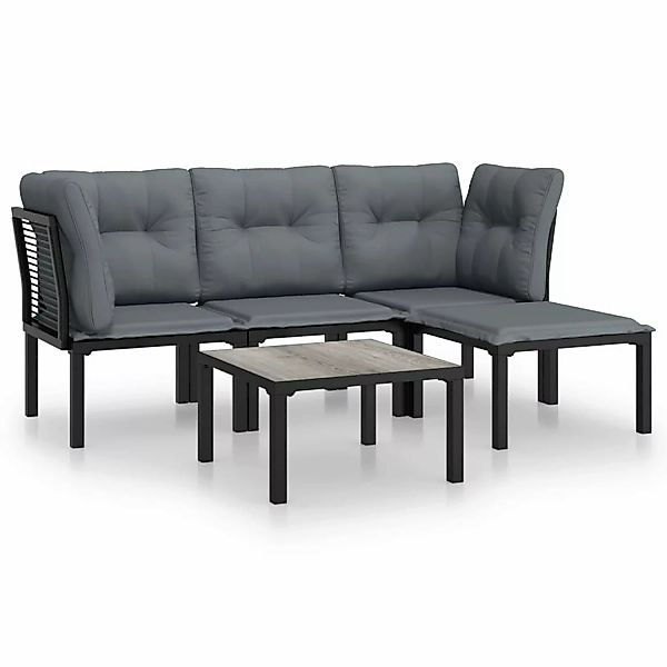 Vidaxl 5-tlg. Garten-lounge-set Schwarz Und Grau Poly Rattan günstig online kaufen