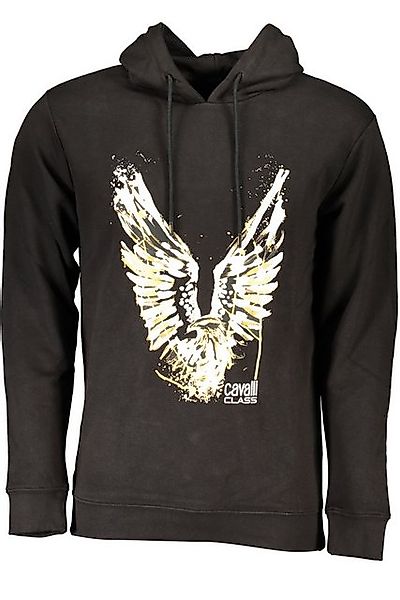 Cavalli Class Sweatshirt Schwarzes Herren-Kapuzen-Sweatshirt ohne günstig online kaufen