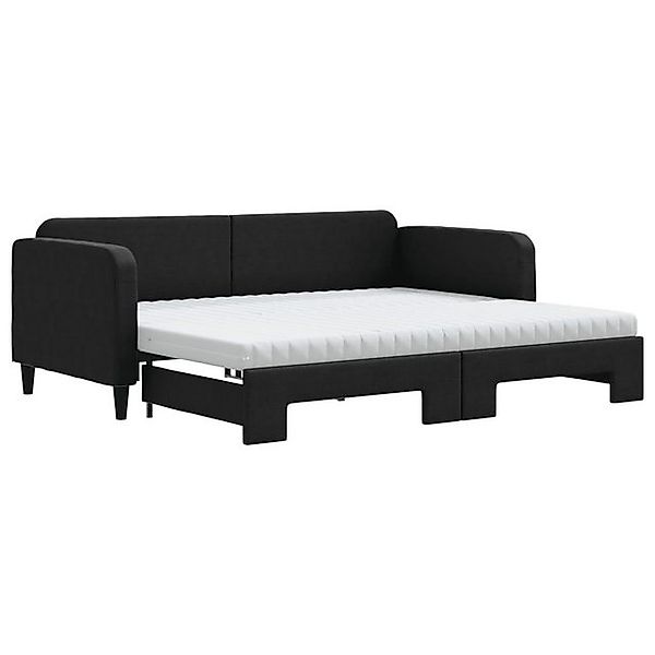 vidaXL Bett, Tagesbett Ausziehbar mit Matratzen Schwarz 90x190 cm Stoff günstig online kaufen