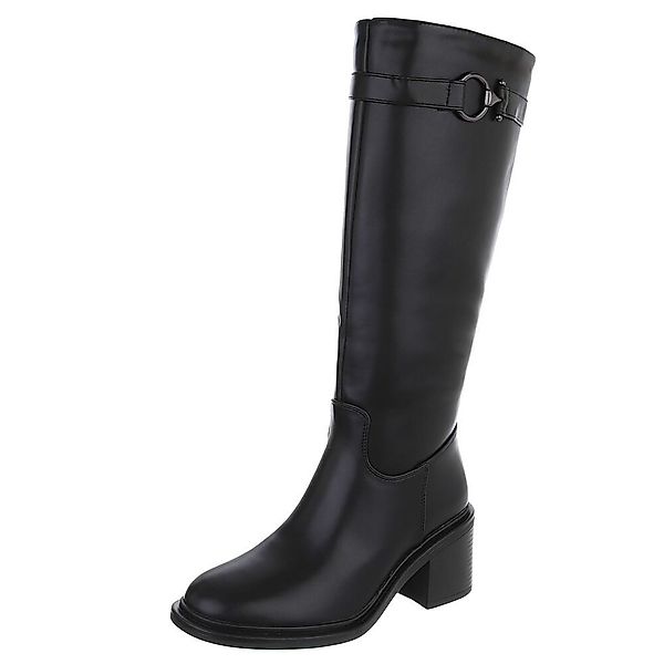 Ital-Design Elegante Damenkniehochstiefel mit modischem Riemen günstig online kaufen