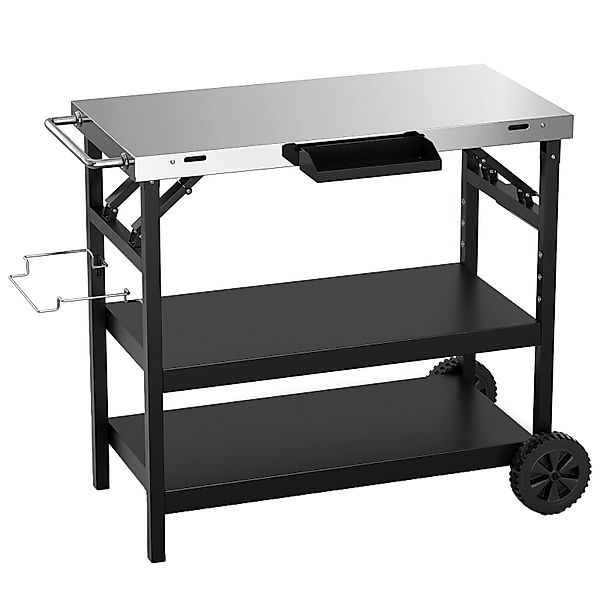 COSTWAY Grillablagetisch Grillwagen, Beistelltisch auf Rollen, günstig online kaufen