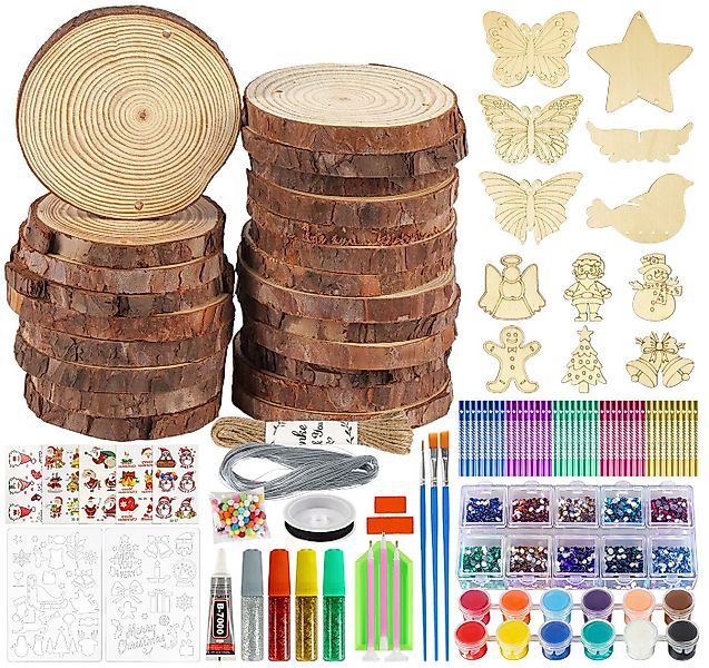 ElitVita Rindenscheiben 22 Stück Holzscheiben, 8-9cm, mit 8 Stück Windspiel günstig online kaufen