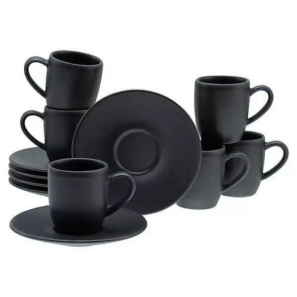 CreaTable Espressotassen-Set Soft Touch schwarz Steinzeug 12 tlg. günstig online kaufen