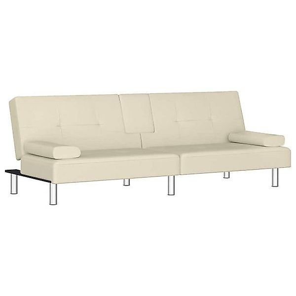 vidaXL Sofa Schlafsofa mit Getränkehaltern Creme Kunstleder günstig online kaufen