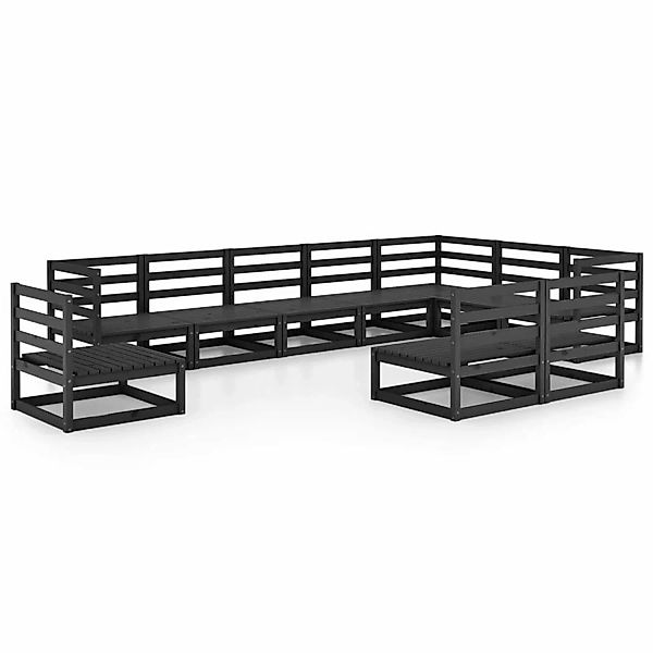 vidaXL 10-tlg Garten-Lounge-Set Schwarz Massivholz Kiefer Modell 3 günstig online kaufen