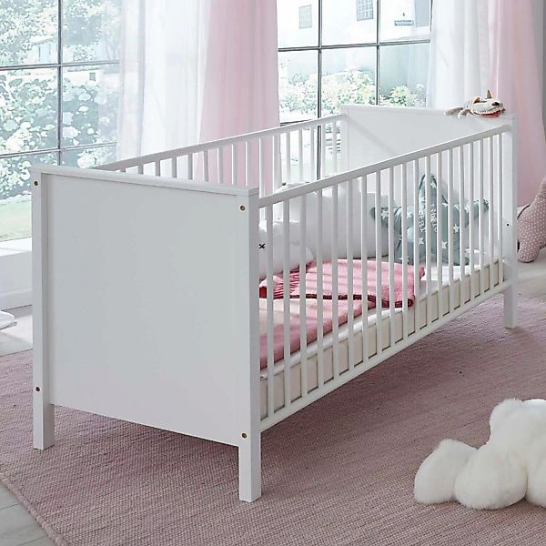 Babybett Babyzimmer mit herausnehmbaren Schlupfsprossen OLOT-19 in weiß, B/ günstig online kaufen