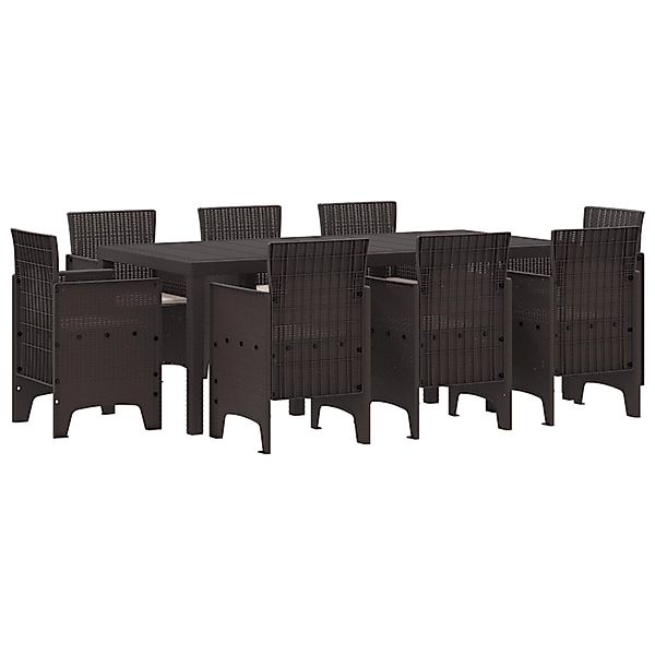vidaXL 9-Teiliges Garten Essgruppe mit Auflagen Braun Poly Rattan 3378578 günstig online kaufen